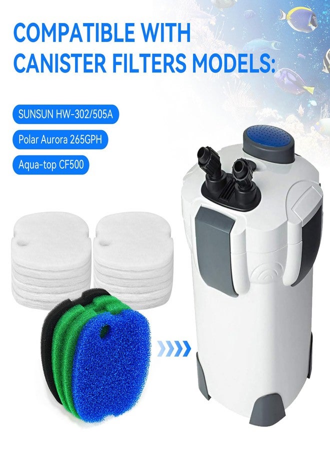 HDWGGD Canister Filter Pads Compatible with SUNSUN HW-302 /505A and Aqua top CF-300 Canisters Filters Sponges Replacement for Polar Aurora 265GPH Canister Filter for Aquarium Fish Tank and Turtle Tank -16PCS - Image 2